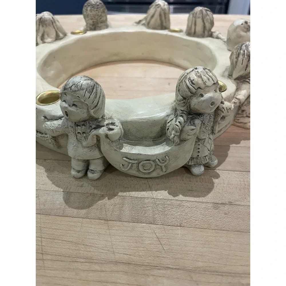Vintage Abbey Press Advent Wreath Candle Holder Children of the World Resin